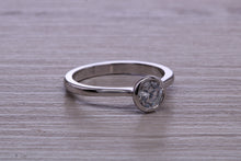 Load image into Gallery viewer, Dainty Rub over set Moissanite Diamond Platinum Solitaire