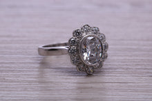 Load image into Gallery viewer, 1.25 carat Moissanite Diamond Cluster set Platinum Ring