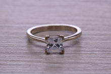 Load image into Gallery viewer, One carat Princess cut Moissanite Diamond set Platinum Solitaire