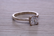 Load image into Gallery viewer, One carat Princess cut Moissanite Diamond set Platinum Solitaire