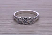 Load image into Gallery viewer, One carat Moissanite Diamond Trilogy set Platinum Ring