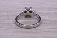 Load image into Gallery viewer, Emerald and Round cut Moissanite Diamonds set Trilogy Ring