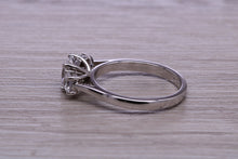 Load image into Gallery viewer, 1.50ct Square and Round cut Moissanite Diamond set Platinum Trilogy Ring