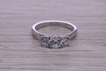 Load image into Gallery viewer, One carat Traditional Diamond set Trilogy Ring, Graduating Round cut Diamonds
