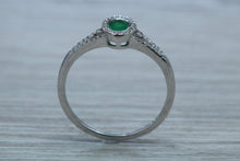 Load image into Gallery viewer, Emerald and Diamond Halo Ring