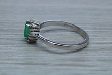 Load image into Gallery viewer, Emerald and Diamond Halo Ring