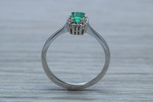 Load image into Gallery viewer, Emerald and Diamond Halo Ring