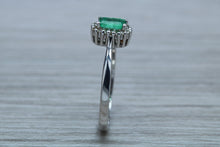 Load image into Gallery viewer, Emerald and Diamond Halo Ring