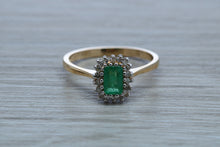 Load image into Gallery viewer, Emerald and Diamond Halo set Ring