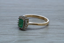 Load image into Gallery viewer, Emerald and Diamond Halo set Ring