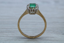 Load image into Gallery viewer, Emerald and Diamond Halo set Ring