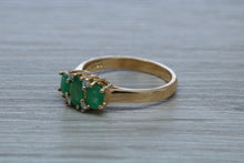 Load image into Gallery viewer, Two carats Three Emeralds and Diamond set Ring