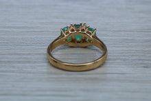Load image into Gallery viewer, Two carats Three Emeralds and Diamond set Ring