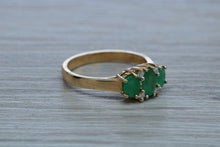 Load image into Gallery viewer, Two carats Three Emeralds and Diamond set Ring