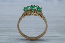 Load image into Gallery viewer, Two carats Three Emeralds and Diamond set Ring