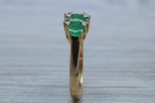 Load image into Gallery viewer, Two carats Three Emeralds and Diamond set Ring