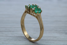 Load image into Gallery viewer, Two carats Three Emeralds and Diamond set Ring