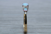 Load image into Gallery viewer, Fiery Opal and Diamonds set Yellow Gold Ring