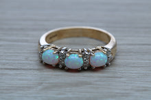 Load image into Gallery viewer, Fiery Opal and Diamonds set Yellow Gold Ring