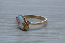 Load image into Gallery viewer, Fiery Opal and Diamonds set Yellow Gold Ring