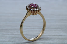 Load image into Gallery viewer, Oval cut Ruby and Diamond Cluster Ring