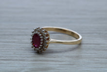 Load image into Gallery viewer, Oval cut Ruby and Diamond Cluster Ring