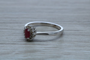 Petite Ruby and Diamond set White Gold Cluster Ring