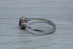 Petite Ruby and Diamond set White Gold Cluster Ring