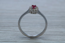 Load image into Gallery viewer, Petite Ruby and Diamond set White Gold Cluster Ring