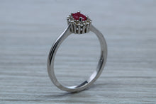 Load image into Gallery viewer, Petite Ruby and Diamond set White Gold Cluster Ring