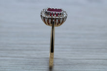 Load image into Gallery viewer, Stunning 1.25 carat Ruby and Diamond Cluster Ring,