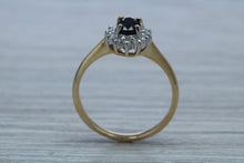Load image into Gallery viewer, Halo set Blue Sapphire and Diamond Ring