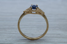 Load image into Gallery viewer, Oval cut Blue Sapphire and Diamond Ring
