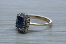 Load image into Gallery viewer, Halo set 1.50 carat Royal Blue Sapphire and Diamond Ring