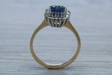 Load image into Gallery viewer, Halo set 1.50 carat Royal Blue Sapphire and Diamond Ring