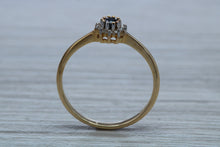 Load image into Gallery viewer, Petite Blue Sapphire and Diamond set Cluster Ring