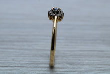 Load image into Gallery viewer, Petite Blue Sapphire and Diamond set Cluster Ring