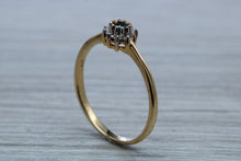 Load image into Gallery viewer, Petite Blue Sapphire and Diamond set Cluster Ring