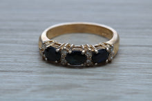 Load image into Gallery viewer, Blue Sapphire and Diamond Eternity Ring