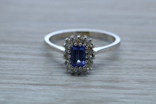Load image into Gallery viewer, One carat AAA Grade Tanzanite and Diamond Halo Ring