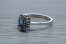 Load image into Gallery viewer, One carat AAA Grade Tanzanite and Diamond Halo Ring