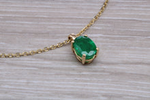 Load image into Gallery viewer, Bottle Green Emerald Solitaire set 18ct Yellow Gold Necklace