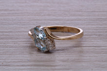 Load image into Gallery viewer, Sky Blue Topaz and Diamond set Yellow Gold Ring