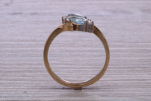 Load image into Gallery viewer, Sky Blue Topaz and Diamond set Yellow Gold Ring