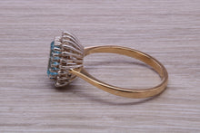 Load image into Gallery viewer, One carat Blue Topaz and Diamond set Yellow Gold Cluster Ring