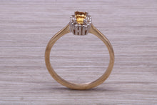 Load image into Gallery viewer, Petite Citrine and Diamond set Yellow Gold Cluster Ring