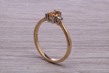 Load image into Gallery viewer, Petite Citrine and Diamond set Yellow Gold Trilogy Ring