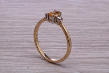 Load image into Gallery viewer, Petite Citrine and Diamond set Yellow Gold Trilogy Ring