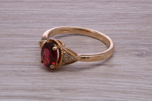 Load image into Gallery viewer, Garnet and Diamond Gemstone set Gold Ring