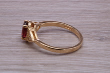 Load image into Gallery viewer, Garnet and Diamond Gemstone set Gold Ring